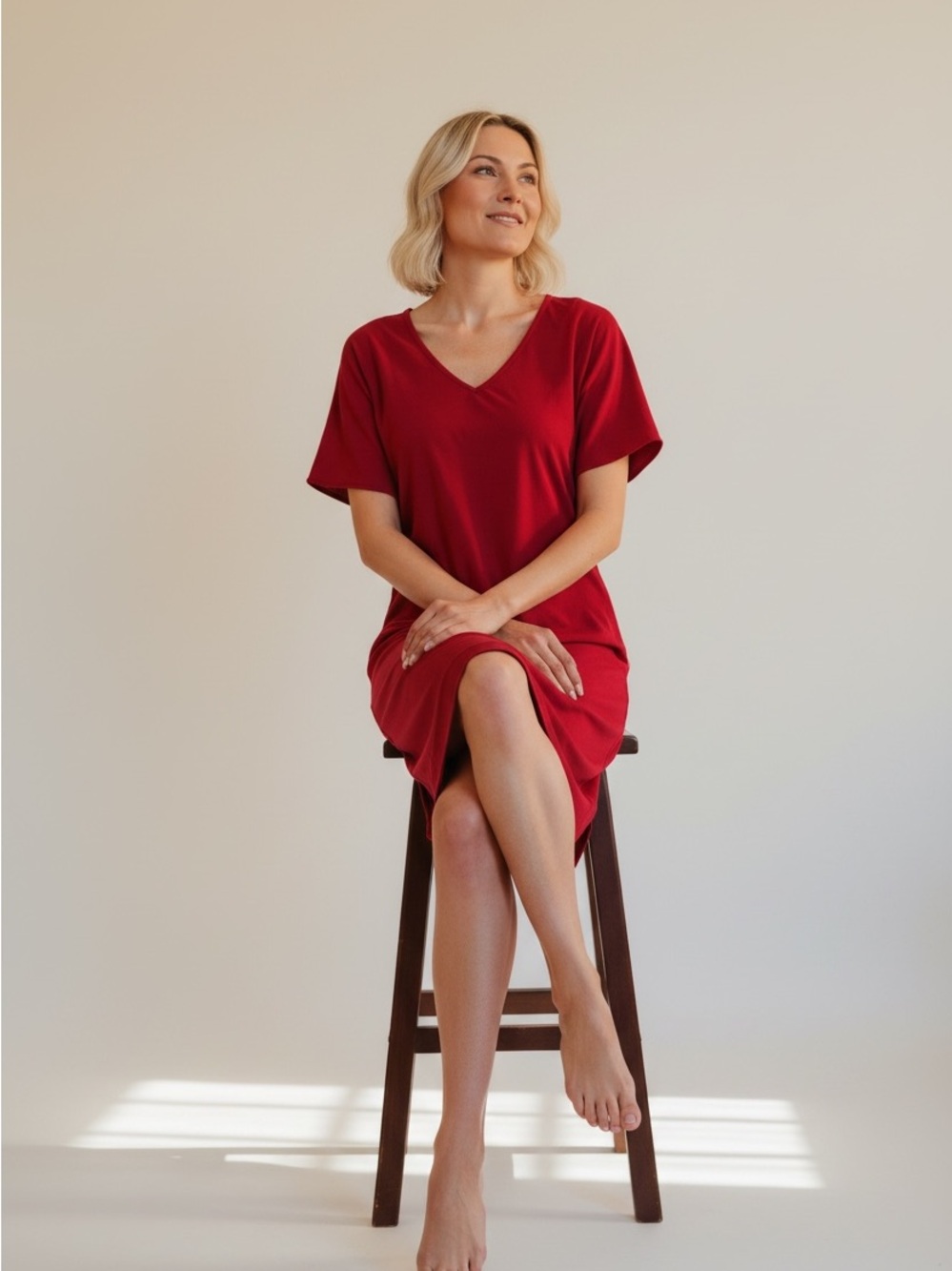 Classic Red V-Neck Women’s Dress